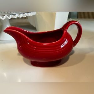 Red Fiestaware gravy boat